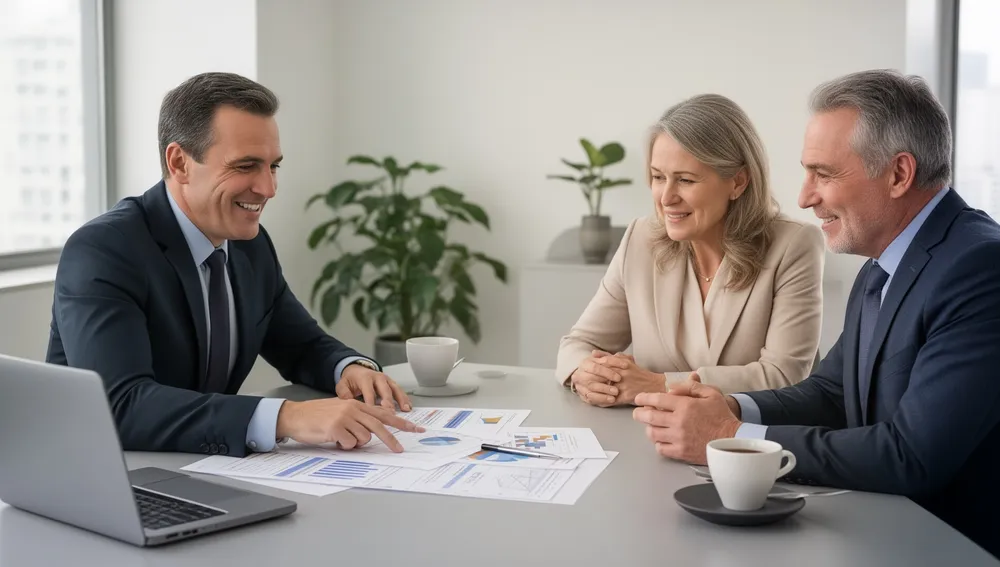 Financial advisor reviewing a retirement planning strategy with a client