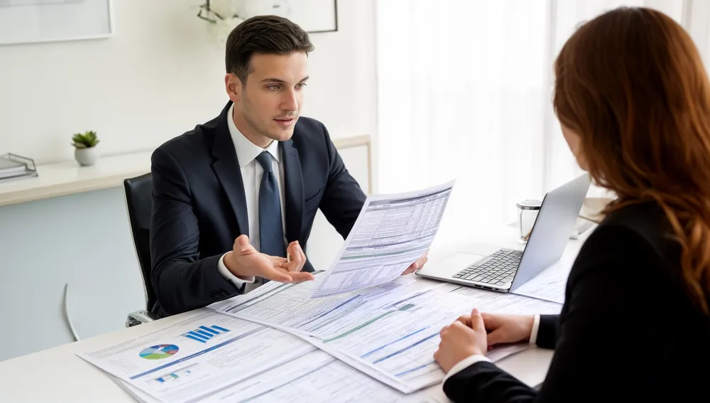 Financial advisor reviewing a tax strategy & planning strategy with a client