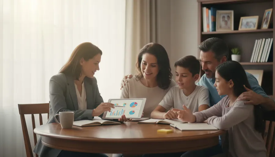 A Goodyear family reviewing their financial plan with a Dominion Private Wealth advisor
