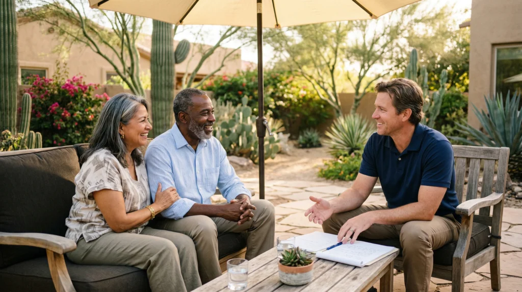 couple discussing retirement planning in arizona scaled